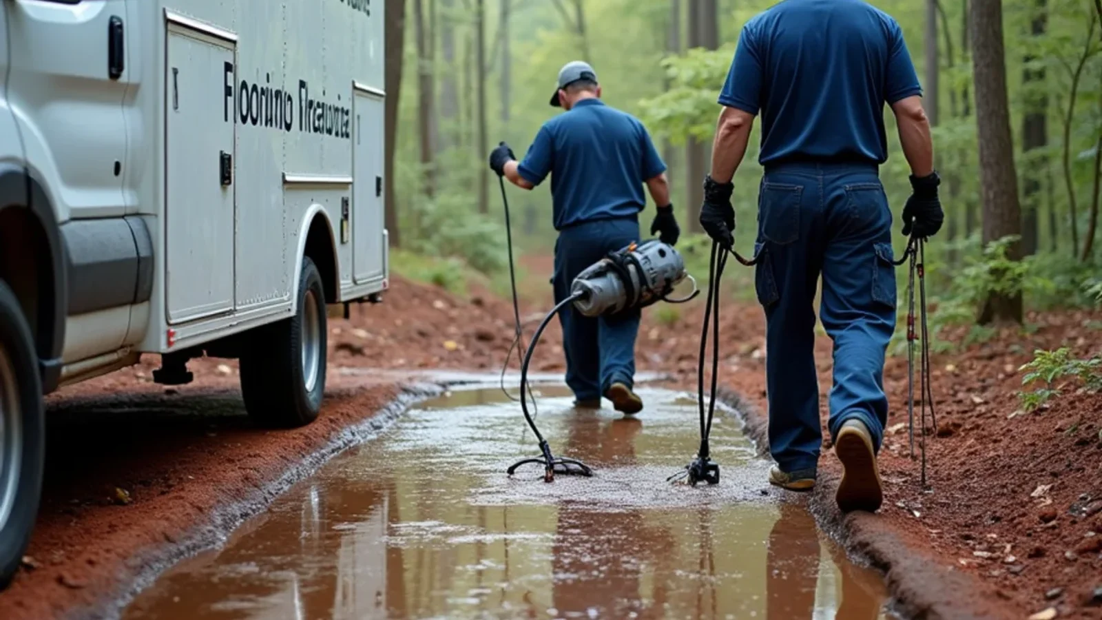 Basement floor water extraction after heavy torrential Atlanta rain
