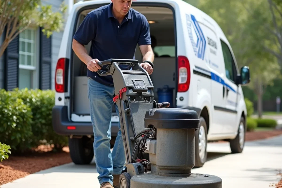 Dustless planetary floor sander operating in an occupied Decatur residence