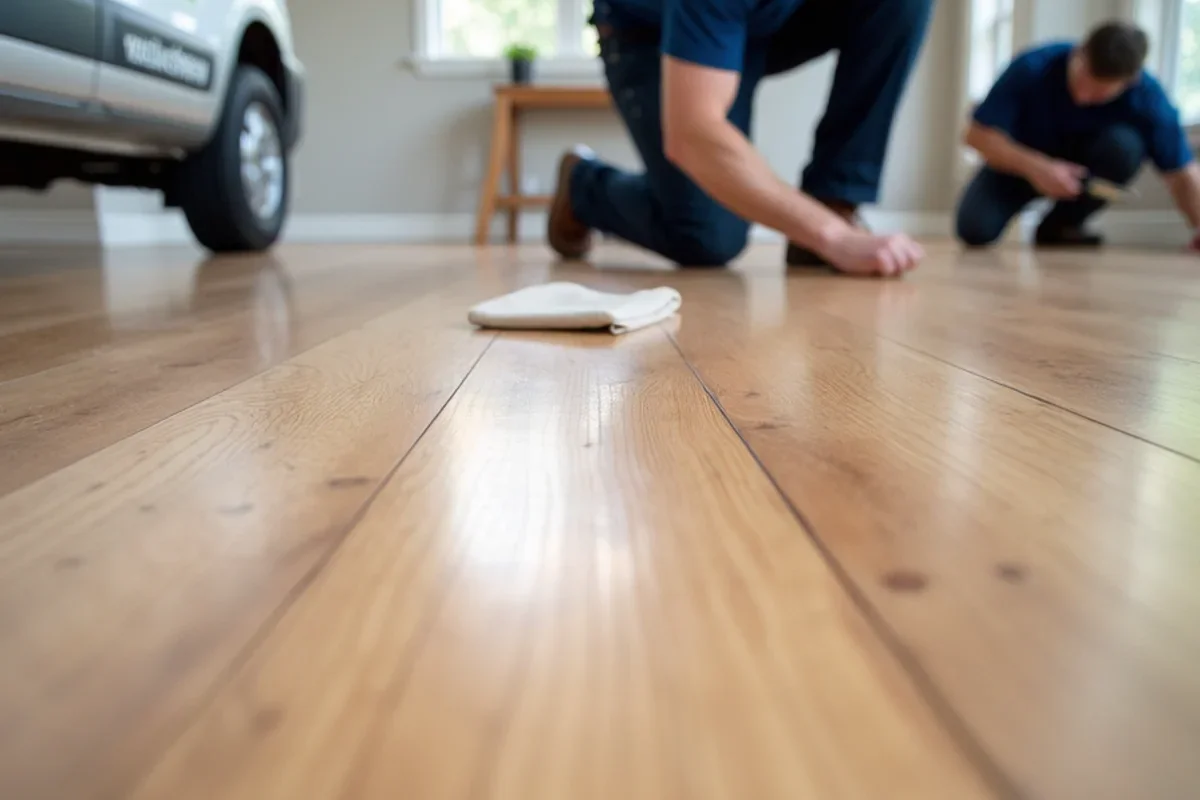 Refinished solid white oak hardwood floor in a North Fulton County home