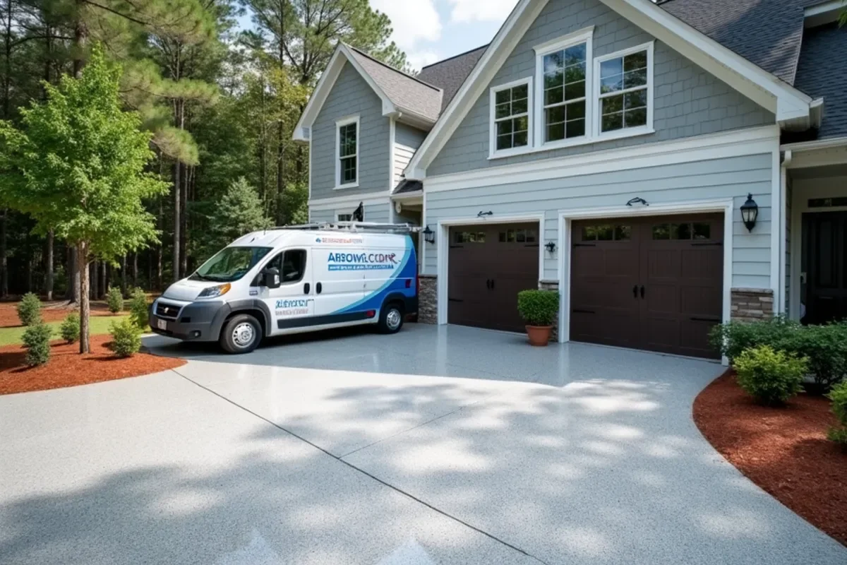 Commercial flake epoxy garage floor coating in a Smyrna Cobb County residence